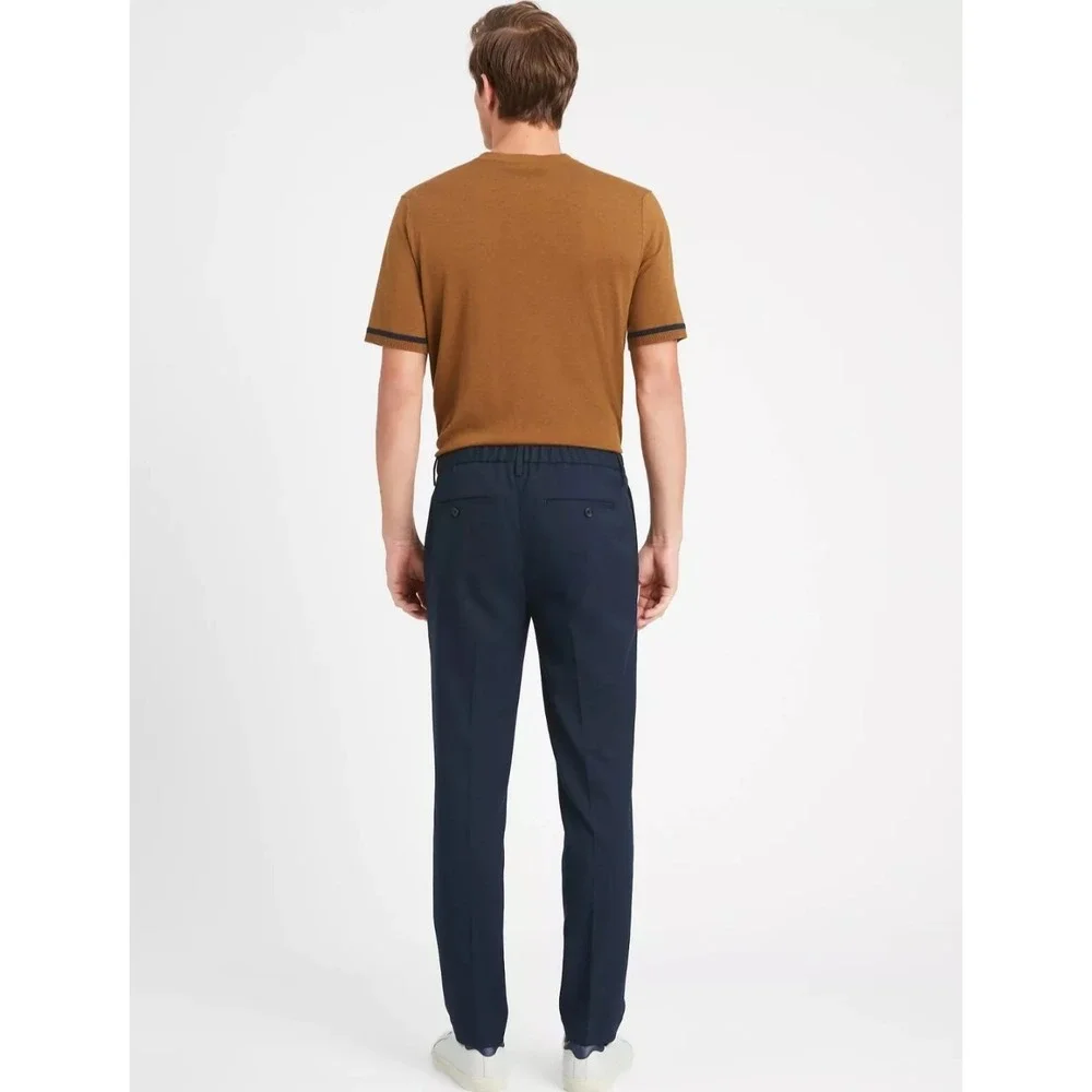New Mens Banana Republic‎ Pants Size 33 Navy Trousers Drawstring Waist Black